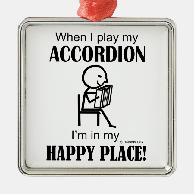 Accordion Happy Place Metal Ornament (Front)