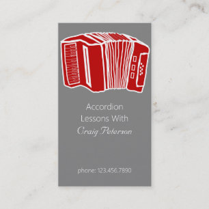 Accordion Lessons, Music Instructor Business Card