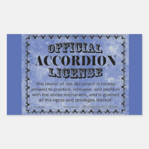 Accordion License Rectangular Sticker