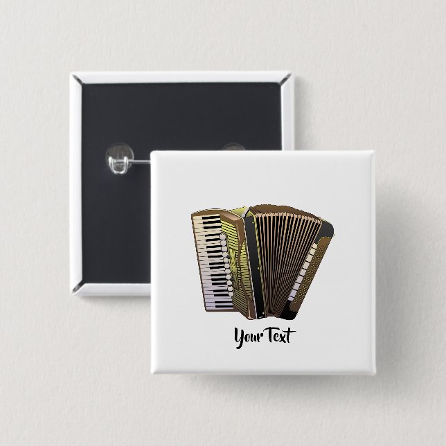 Accordion  Music Instrument Personalized 2 Inch Square Button (Front & Back)