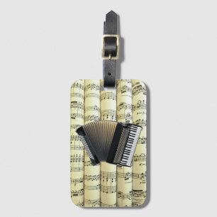 Accordion On Rolled Sheet Music ~ Luggage Tag