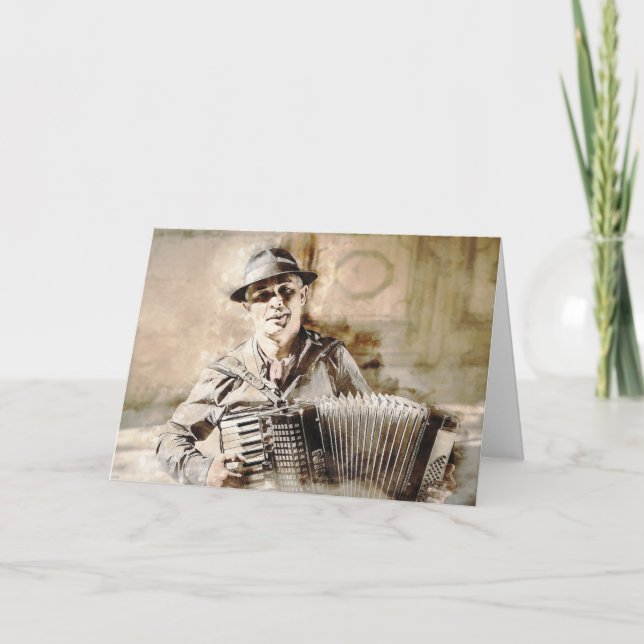 Accordion Player Accordionist Get Well Soon Card (Front)