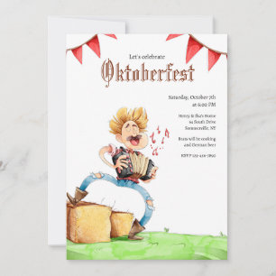 Accordion Player Oktoberfest Invitation