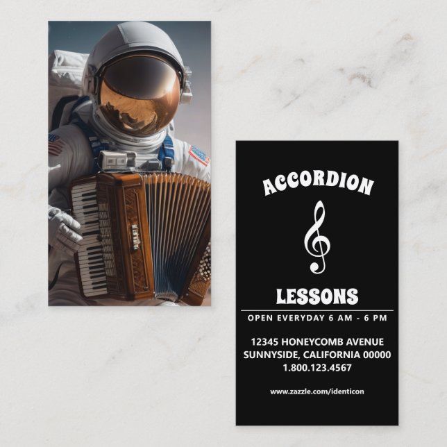 accordion playing astronaut business card (Front/Back)