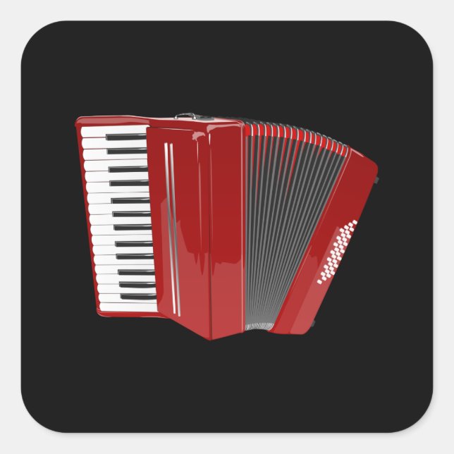 Accordion: Red Accordion Square Sticker (Front)