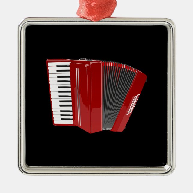 Accordion: The Red Accordion Metal Ornament (Front)