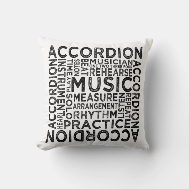Accordion Typography Throw Pillow (Front)