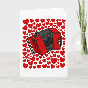 Accordion With Hearts Valentines Anniversary Card