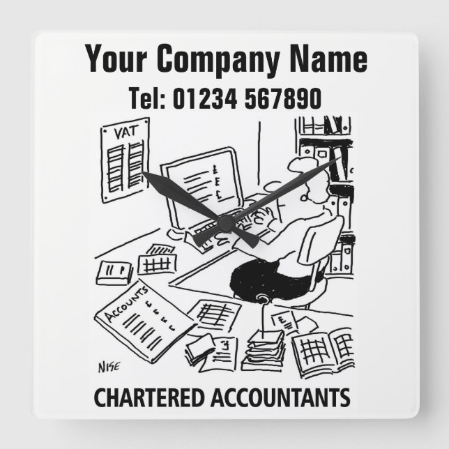 Accountancy Services Cartoon Clock (Front)