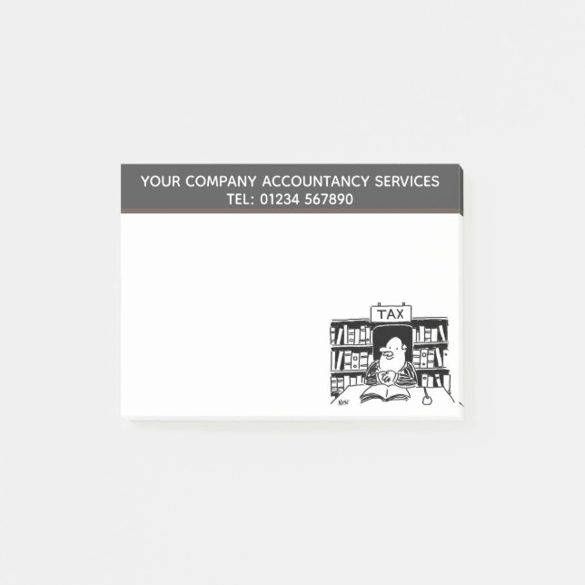 Accountancy Services Cartoon Theme to Personalise Post-it Notes (Front)