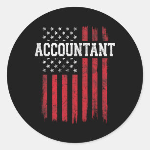 Accountant American Flag Usa Patriot Patriotic Classic Round Sticker