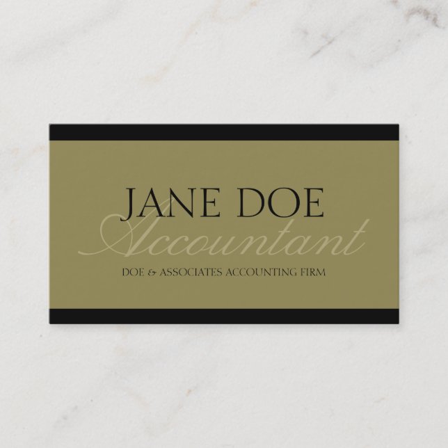 Accountant Antique Gold Script Business Card (Front)