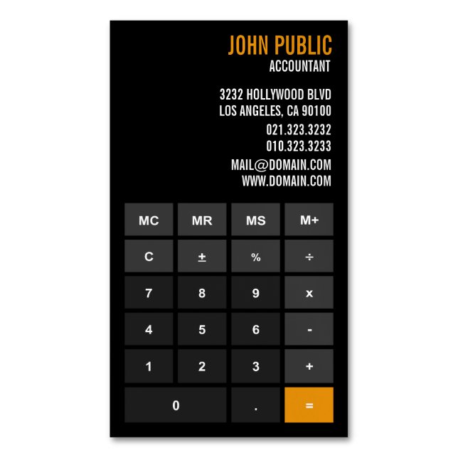 Accountant App Calculator Magnetic Business Card (Front Vertical)