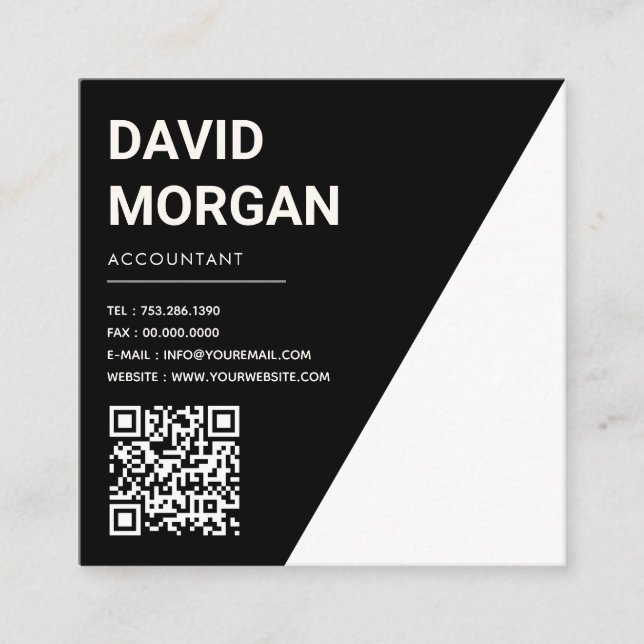 Accountant Bold Script Simple Minimalist Qr Code  Square Business Card (Front)