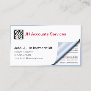 Accountant Bookkeeper Peelback Balance Sheet Business Card