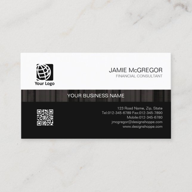 Accountant Bookkeeper Simple Black Stripe Business Card (Front)
