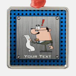 Accountant; Brushed metal-look Metal Ornament