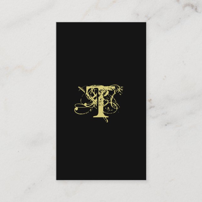 Accountant Business Card Monogram Black Gold (Front)
