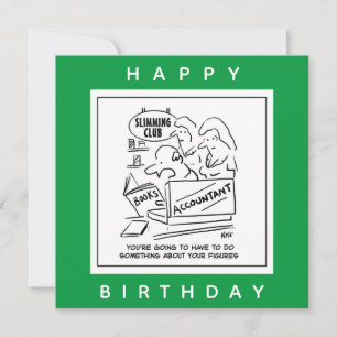 Accountant Checks Figures at Slimming Club. Funny Card