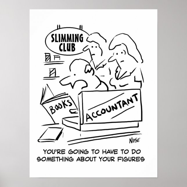 Accountant Checks the Books at a Slimming Club Poster (Front)