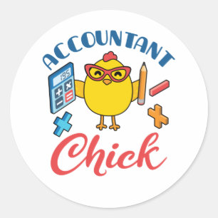 Accountant Chick Accounting CPA Graduation Women Classic Round Sticker