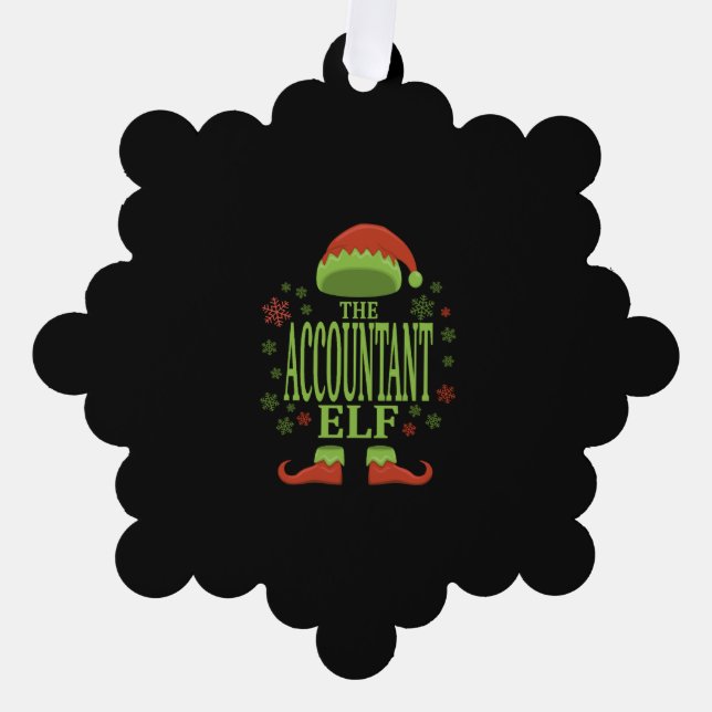 Accountant Christmas Elf Ornament Card (Front)