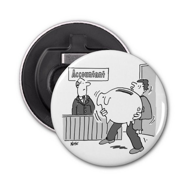 Accountant Client with Huge Piggy Bank Bottle Opener (Front)