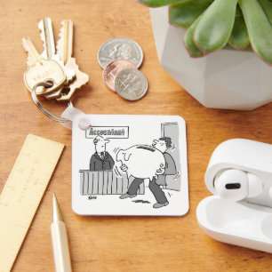 Accountant Client with Huge Piggy Bank Keychain