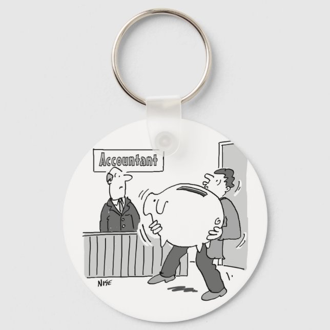 Accountant Client with Huge Piggy Bank Keychain (Front)