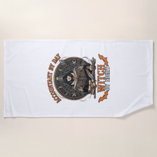 Accountant Day Witch Night Halloween Magic Book_1 Beach Towel