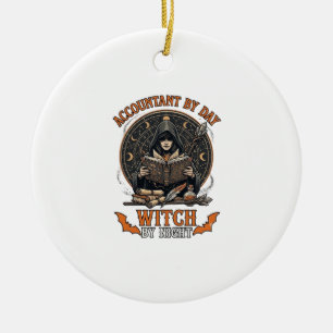 Accountant Day Witch Night Halloween Magic Book_1 Ceramic Ornament