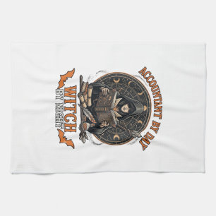 Accountant Day Witch Night Halloween Magic Book_1 Kitchen Towel