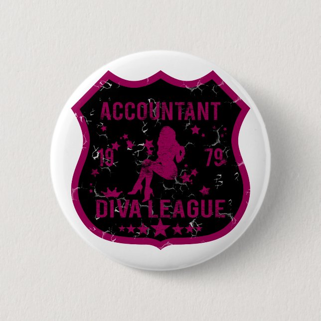 Accountant Diva League 2 Inch Round Button (Front)
