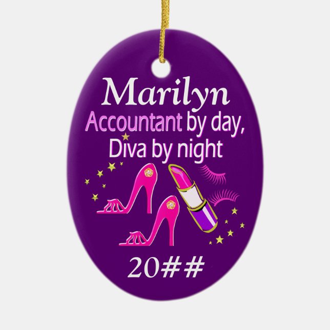 ACCOUNTANT DIVA PERSONALIZED ORNAMENT (Front)