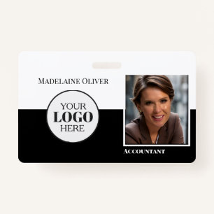 Accountant  Employee ID Photo QR Black White Logo  Badge