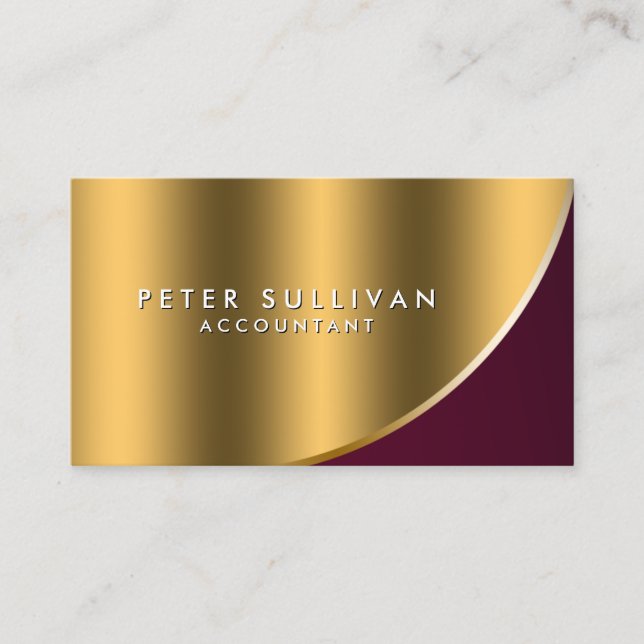Accountant Finance Services Elegant Gold Curve Business Card (Front)