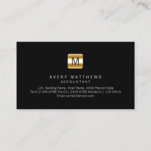 Accountant Financial Services Gold Monogram Busine Business Card