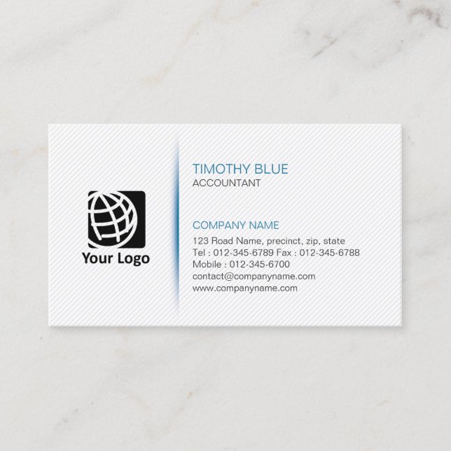 Accountant Financial Services Simple Lines Texture Business Card (Front)