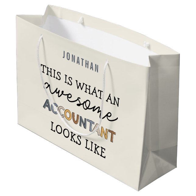 Accountant Funny Awesome CPA Custom Large Gift Bag (Back Angled)