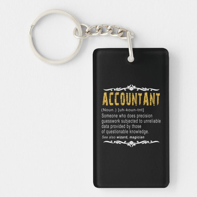 Accountant Funny Definition Custom Gift Keychain (Front)