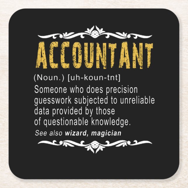 Accountant Funny Definition Custom Gift Square Paper Coaster (Front)