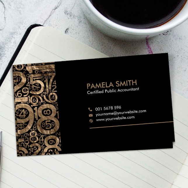 Accountant - Golden Numbers Pattern Business Card (Creator Uploaded)