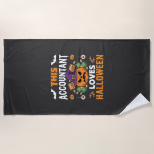 Accountant Loves Halloween Pumpkin Bookkeeper Desi Beach Towel