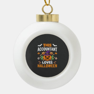 Accountant Loves Halloween Pumpkin Bookkeeper Desi Ceramic Ball Christmas Ornament