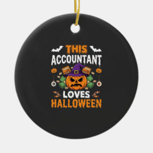 Accountant Loves Halloween Pumpkin Bookkeeper Desi Ceramic Ornament
