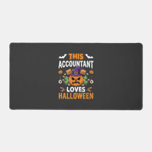 Accountant Loves Halloween Pumpkin Bookkeeper Desi Desk Mat