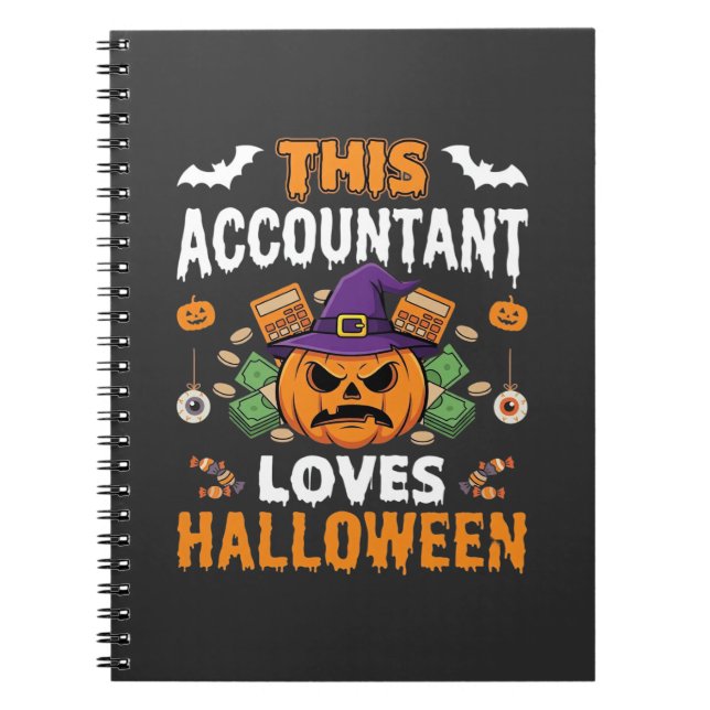Accountant Loves Halloween Pumpkin Bookkeeper Desi Notebook (Front)