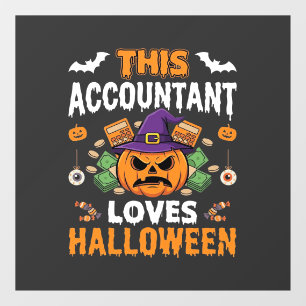 Accountant Loves Halloween Pumpkin Bookkeeper Desi Window Cling
