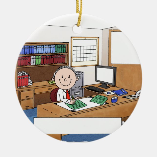 Accountant, Male - Personalized Cartoon Gift Ceramic Ornament (Front)