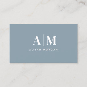 Accountant Monogram Simple Minimalist Dusty Blue  Business Card
